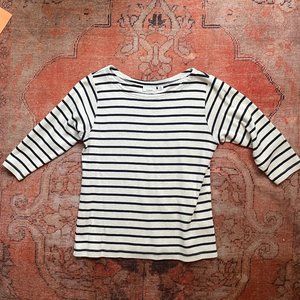 LL Bean Long Sleeve, Women's Sailor Shirt, Boat Neck Top, Size L, Made in Peru